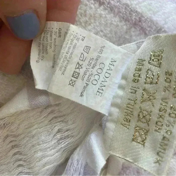 Madame COCO Turkish Striped Towel White Purple - Picture 3 of 6